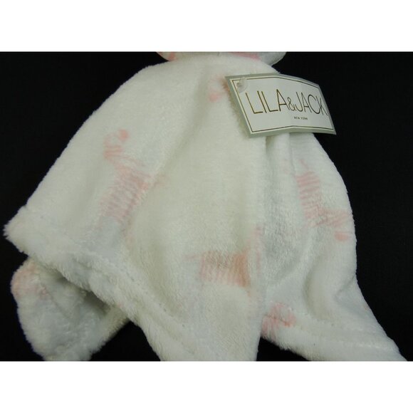Lila and Jack Pink White Zebra Lovey Baby Security Blanket - Picture 3 of 9